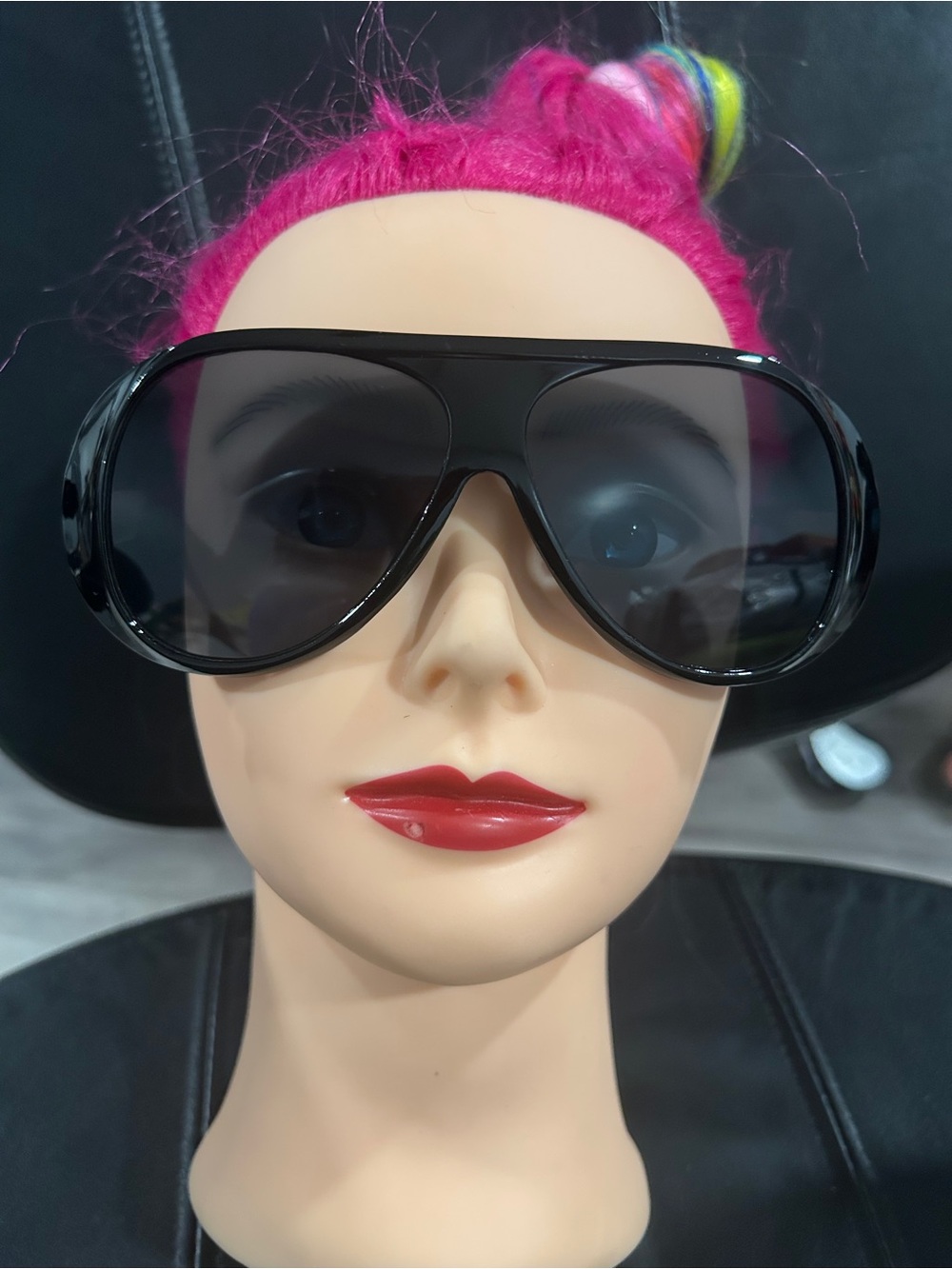 Black Oversized Women's Sunglasses - Sleek Shield Style